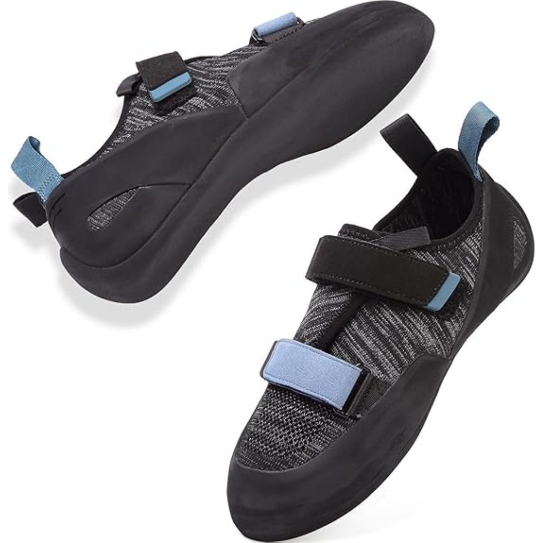 men's rock climbing shoes dual hook and loop (black/blue) men's rock climbing shoes dual hook and loop (black/blue)